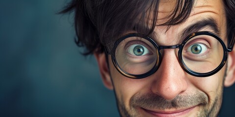 close-up portrait of a surprised man in glasses Generative AI - obrazy, fototapety, plakaty