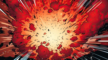 Fototapeta premium Explosion boom sunburst red anime manga graphics cartoon 