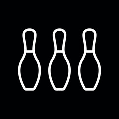 Bowling pins icon (skittles). Symbol of game, recreation or sports competition. Bowling figures.