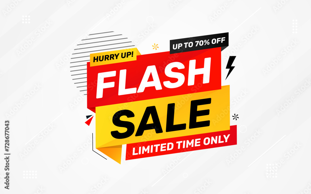 Wall mural flash sale banner for web or social media. sale banner promotion template with discount tag. limited