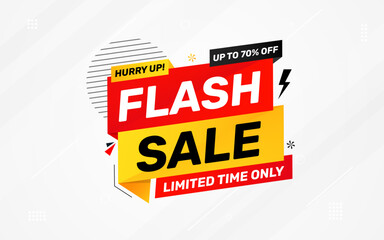 Flash Sale banner for web or social media. sale banner promotion template with discount tag. limited time offer, Get extra discount. Commercial poster, sale background vector illustration