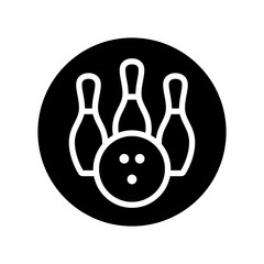 Bowling pins icon (skittles). Symbol of game, recreation or sports competition. Bowling figures.