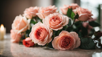 Elegance in Bloom: Close-up Shot of a Rose Flower Arrangement - Purposeful

