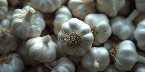 heads of garlic close-up Generative AI
