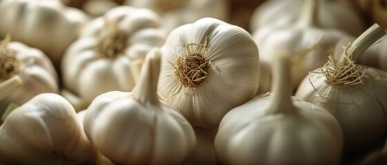 heads of garlic close-up Generative AI