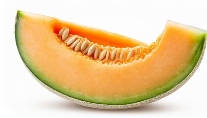 slice of japanese melons orange melon or cantaloupe melon with seeds isolated png
