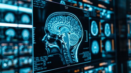 brain scan MRI image Generative AI - obrazy, fototapety, plakaty