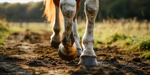 Deurstickers Horse leg issues, including hoof diseases, Generative AI © Visual Vortex