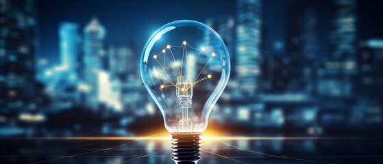 Picture of light bulbs and technology - obrazy, fototapety, plakaty