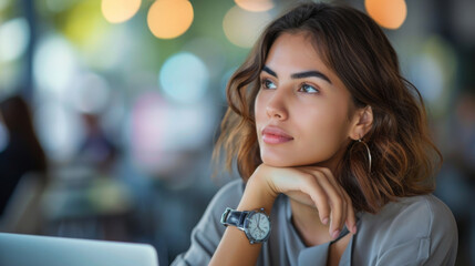 Fototapeta premium professional woman is sitting with a laptop