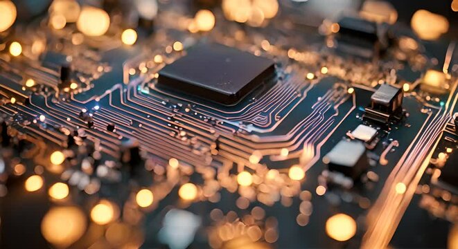 Glowing Circuit board, technology concept