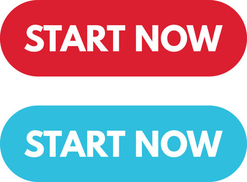 Start now buttons in red and blue colors . Start now web button set vector