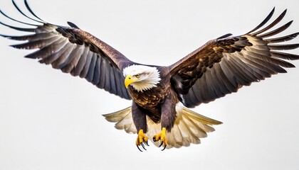 american eagle flying on white background