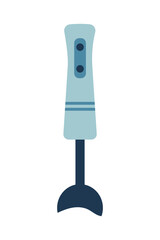 Submersible mixer. Modern hand blender. Blue electric blender on a white background. Vector illustration of kitchen utensils for chopping food.