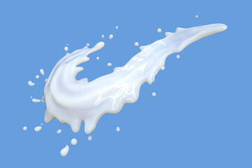 Fresh Milk Splash on Blue Background - High-Resolution Image