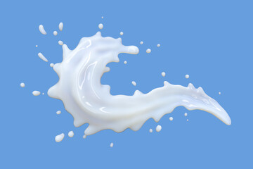 Fresh Milk Splash on Blue Background - High-Resolution Image