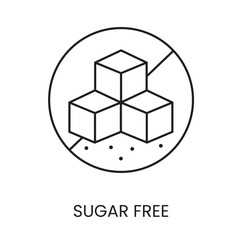 Sugar free vector line icon with editable stroke for placement on packaging