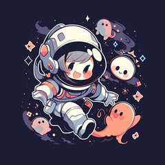 Astronaut Cartoon in Outer Space