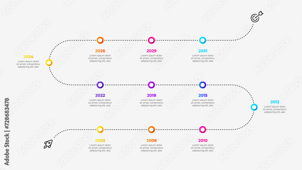 Poster business timeline infographic template design. presentation with 11 options, steps or processes