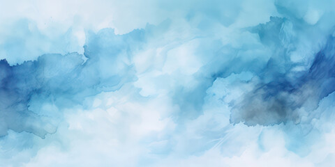 Abstract Blue Sky Background with Textured Watercolor Cloud Art
