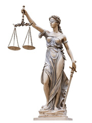 Statue of Justice Lady with Scales and sword Law PNG transparent background