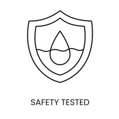 Water tested for safety vector line icon with editable stroke for placement on packaging