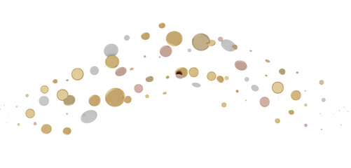 Radiant Festivity: Spectacular 3D Illustration Showcasing Radiating gold Confetti