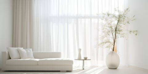 Contemporary room with sheer drapes