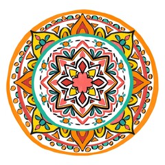 Floral pattern, botanical theme, colorful mandala, hand drawn design, for decoration, home decor, ceramic, fabric, tile.