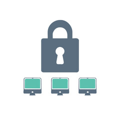 Cyber security icon set. Data protection symbol. Secured network icon collection. Technology concept. Vector illustration.