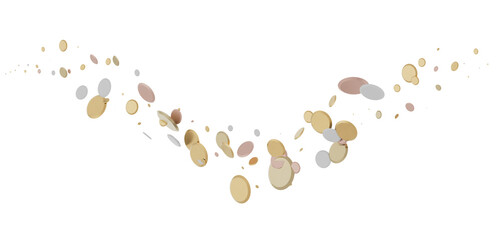 gold  Rainfall: Astonishing 3D Illustration of gold  Confetti Shower