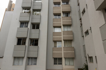 renovation of facade of a building  under construction in the city