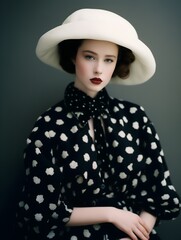 portrait of a girl in a hat, retro fashion