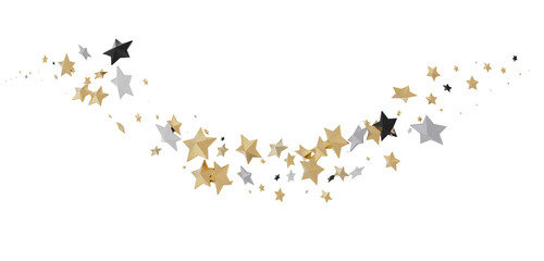 Celestial Splendor Unveiled: 3D Gold Stars Rain Illustration Enchants