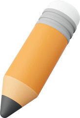 Pencil, 3d illustration elements of school supplies