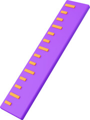 Ruler, 3d illustration elements of school supplies