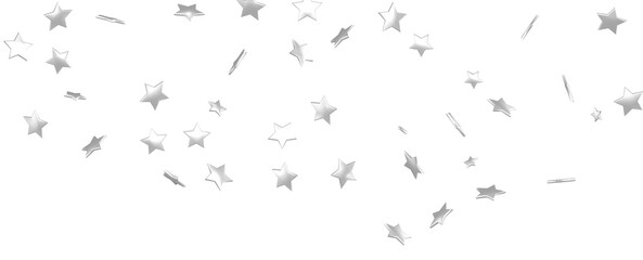 Holiday backdrop made of silver stars and sparkles on white wooden background. New Year concept.