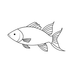 Fish  Continuous one line art outline vector  illustration and tattoo design