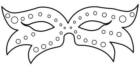 Carnival mask in outlines with a transparent background. Art carnival symbol.