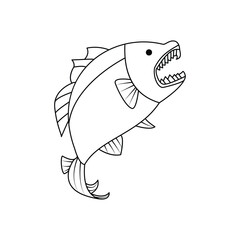 Naklejka premium Fish Continuous one line art outline vector illustration and tattoo design