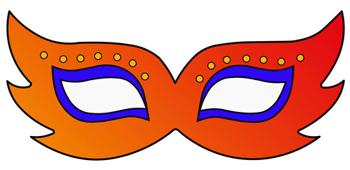 Colorful carnival mask. In shades of orange with yellow and purple details. Carnival symbol image
