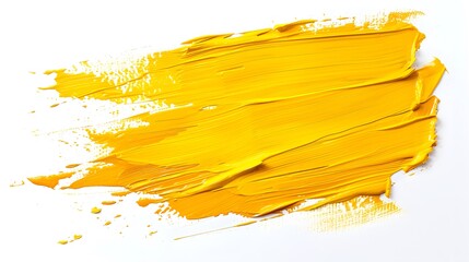Close up Yellow brushstrokes oil painted abstract background forming a lettering area isolated on white background. copy space, wallpaper, presentation, mockup.