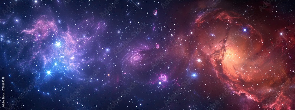Poster galaxies and star constellations in deep space and cosmos, fragment of the universe on abstract back