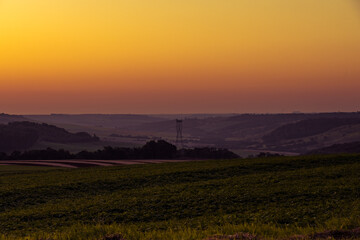 Colorful Sunset on The Road at Dusk