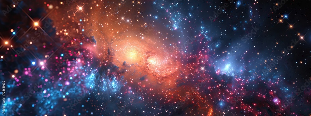 Poster galaxies and star constellations in deep space and cosmos, fragment of the universe on abstract back