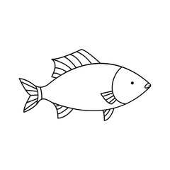 Fish  Continuous one line art outline vector  illustration and tattoo design