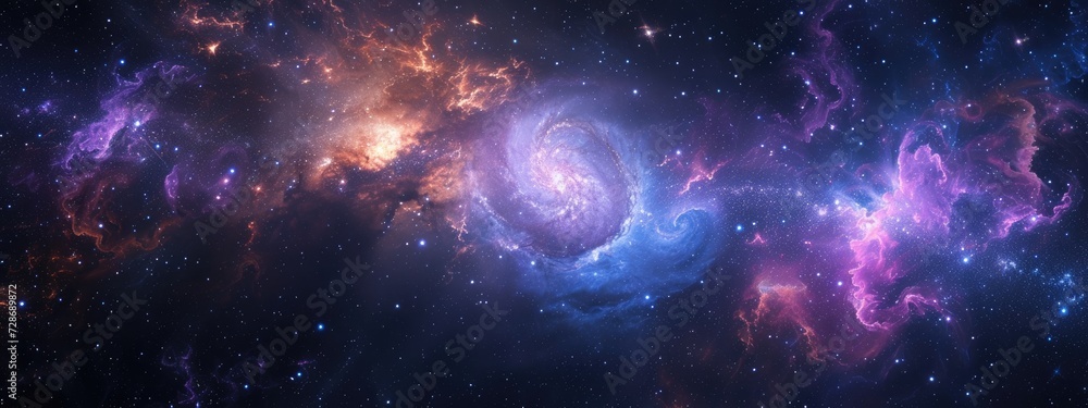 Poster galaxies and star constellations in deep space and cosmos, fragment of the universe on abstract back