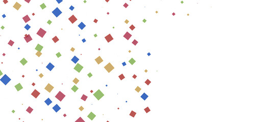  Colorful assorted confetti with serpentine on white