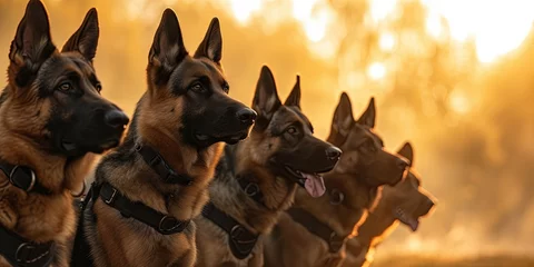Fotobehang Mp unit with K9 german shepherd dog © Brian