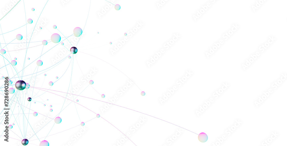 Aufkleber Abstract polygonal space with connecting dots and lines. Dark background. Connection structure. 3d Widescreen